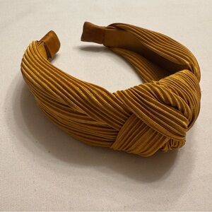 Boutique Mustard Knotted Pleated Headband - Women Accessories